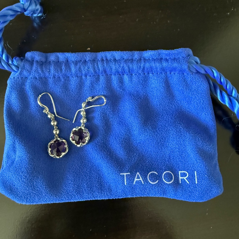 Tacori Silver Earrings with Deep Purple Stones